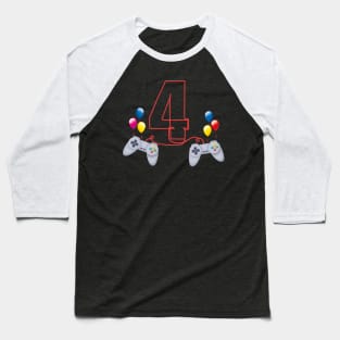 4th Birthday Boy Toddlers Video Gamer Store Baseball T-Shirt